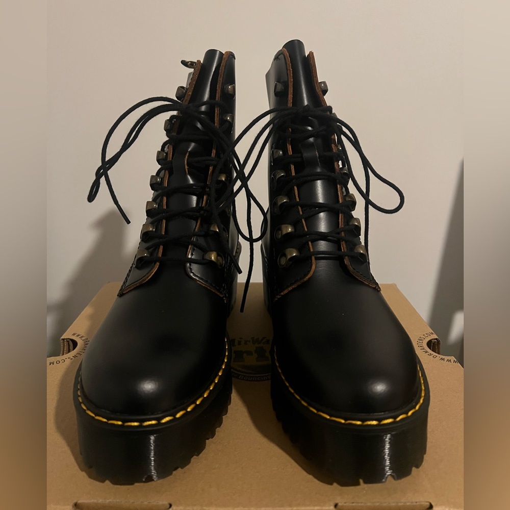 No box. Dr. Martens black Leona boot.